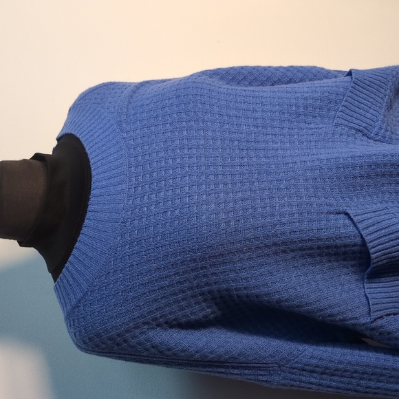 EVERLANE Belgian Waffle Pocket Pullover Sweater Recycled Cashmere Blue, Size L - Picture 7 of 11